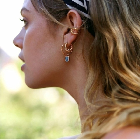 Gold 14k Gold Plated Crossiant Huggie Hoop Earrings - Picture 3 of 4